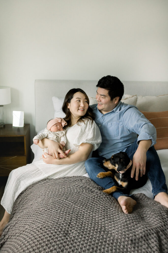 newborn photo with dog